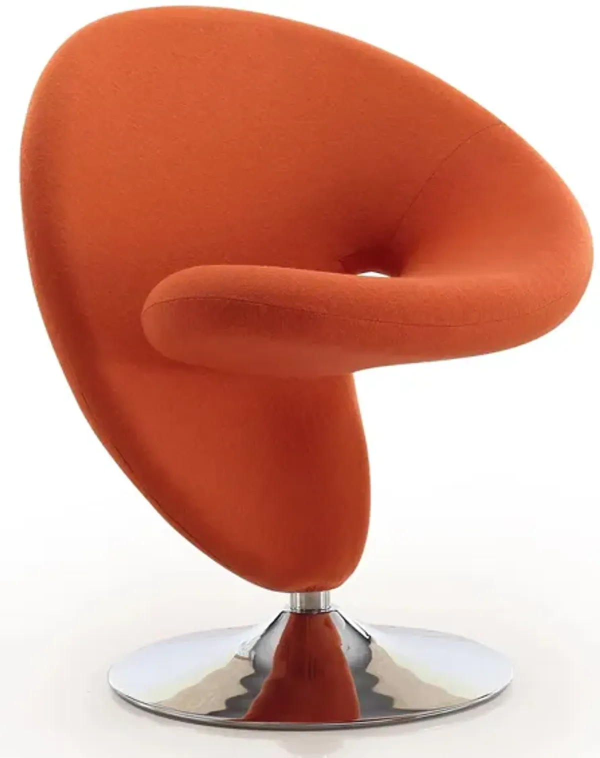 Curl Swivel Accent Chair in Orange and Polished Chrome by Manhattan Comfort