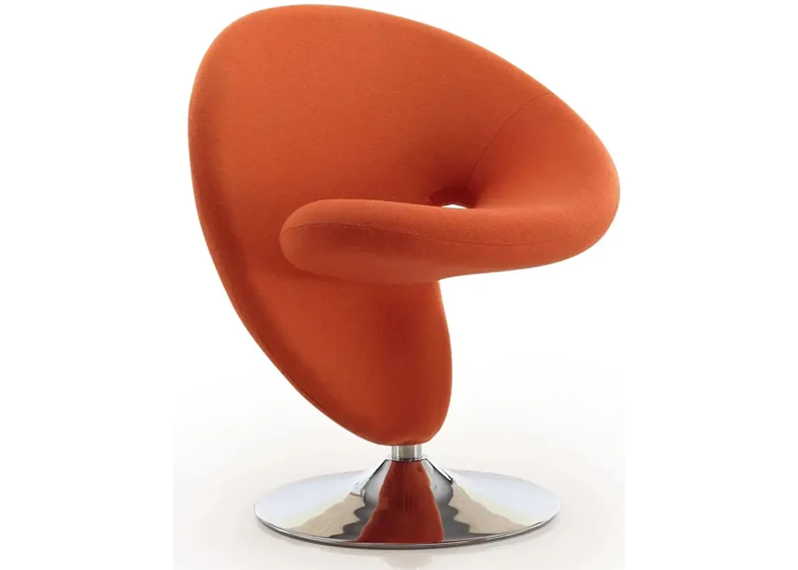 Curl Swivel Accent Chair in Orange and Polished Chrome by Manhattan Comfort