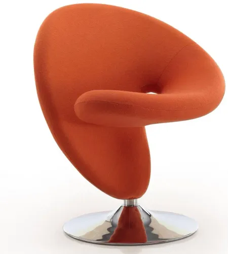 Curl Swivel Accent Chair in Orange and Polished Chrome by Manhattan Comfort