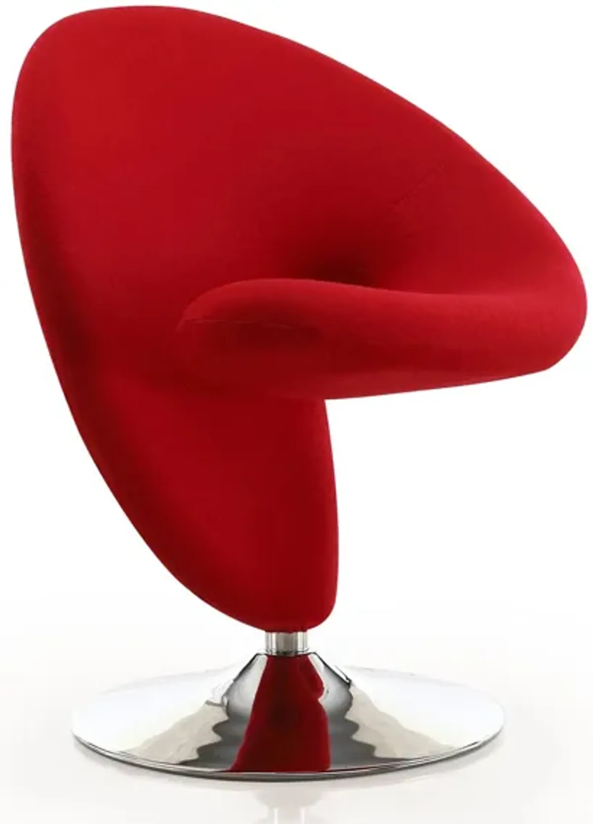 Curl Swivel Accent Chair in Red and Polished Chrome by Manhattan Comfort