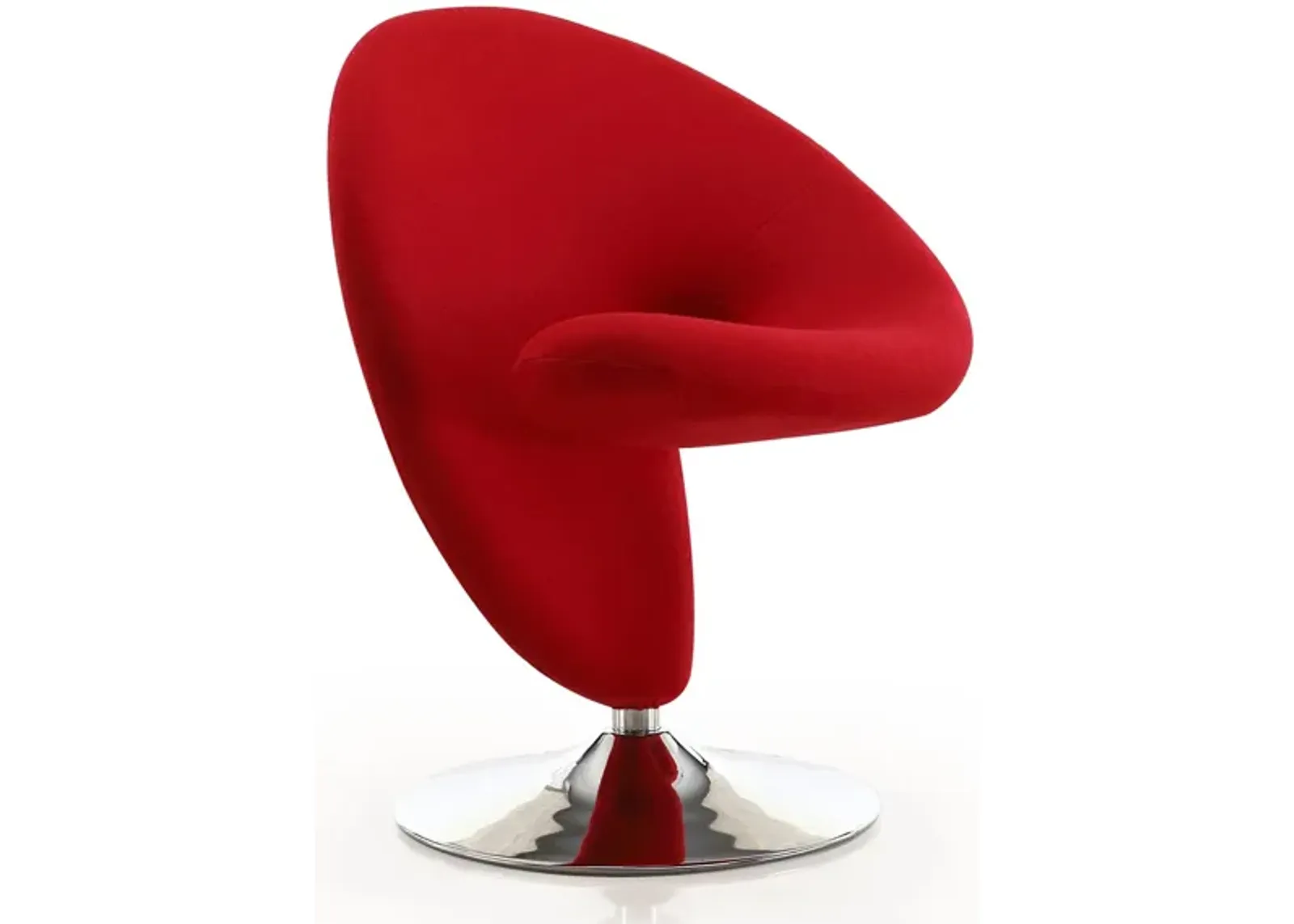 Curl Swivel Accent Chair in Red and Polished Chrome by Manhattan Comfort