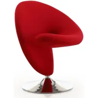 Curl Swivel Accent Chair in Red and Polished Chrome by Manhattan Comfort