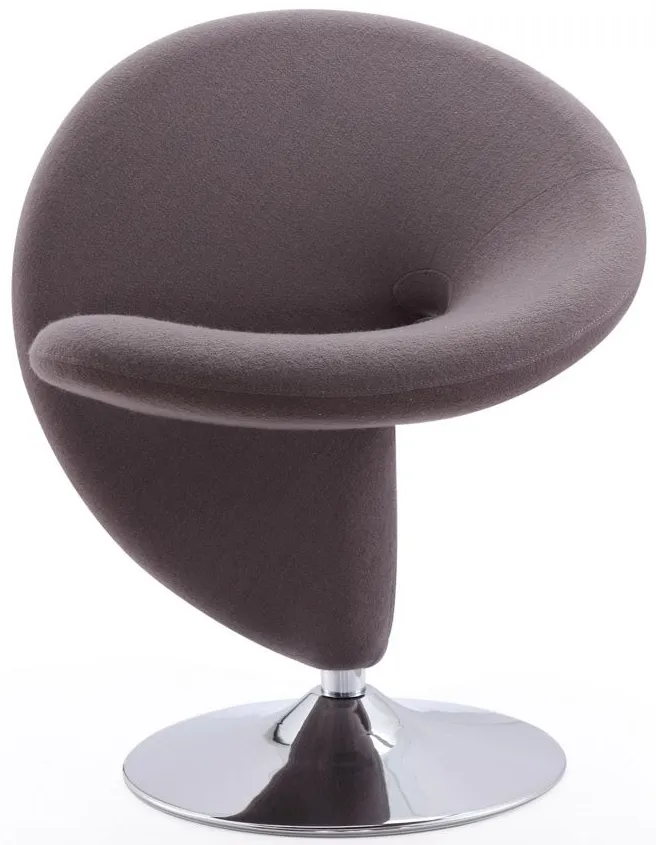 Curl Swivel Accent Chair in Grey and Polished Chrome by Manhattan Comfort