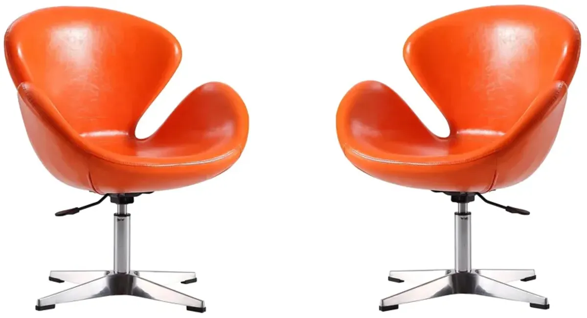 Raspberry Adjustable Swivel Chair (Set of 2) in Tangerine and Polished Chrome by Manhattan Comfort