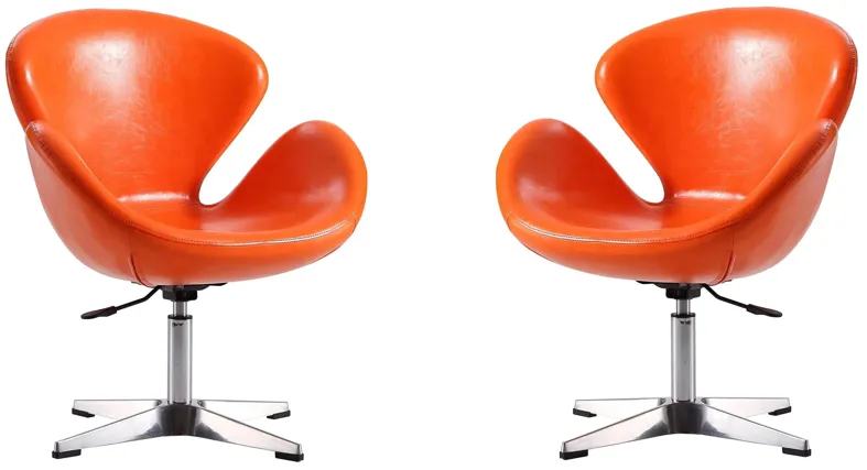 Raspberry Adjustable Swivel Chair (Set of 2) in Tangerine and Polished Chrome by Manhattan Comfort