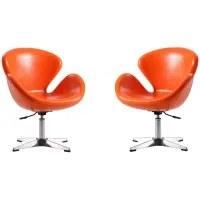 Raspberry Adjustable Swivel Chair (Set of 2) in Tangerine and Polished Chrome by Manhattan Comfort
