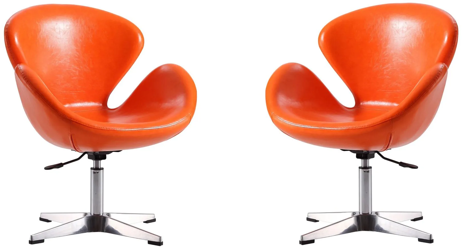Raspberry Adjustable Swivel Chair (Set of 2) in Tangerine and Polished Chrome by Manhattan Comfort