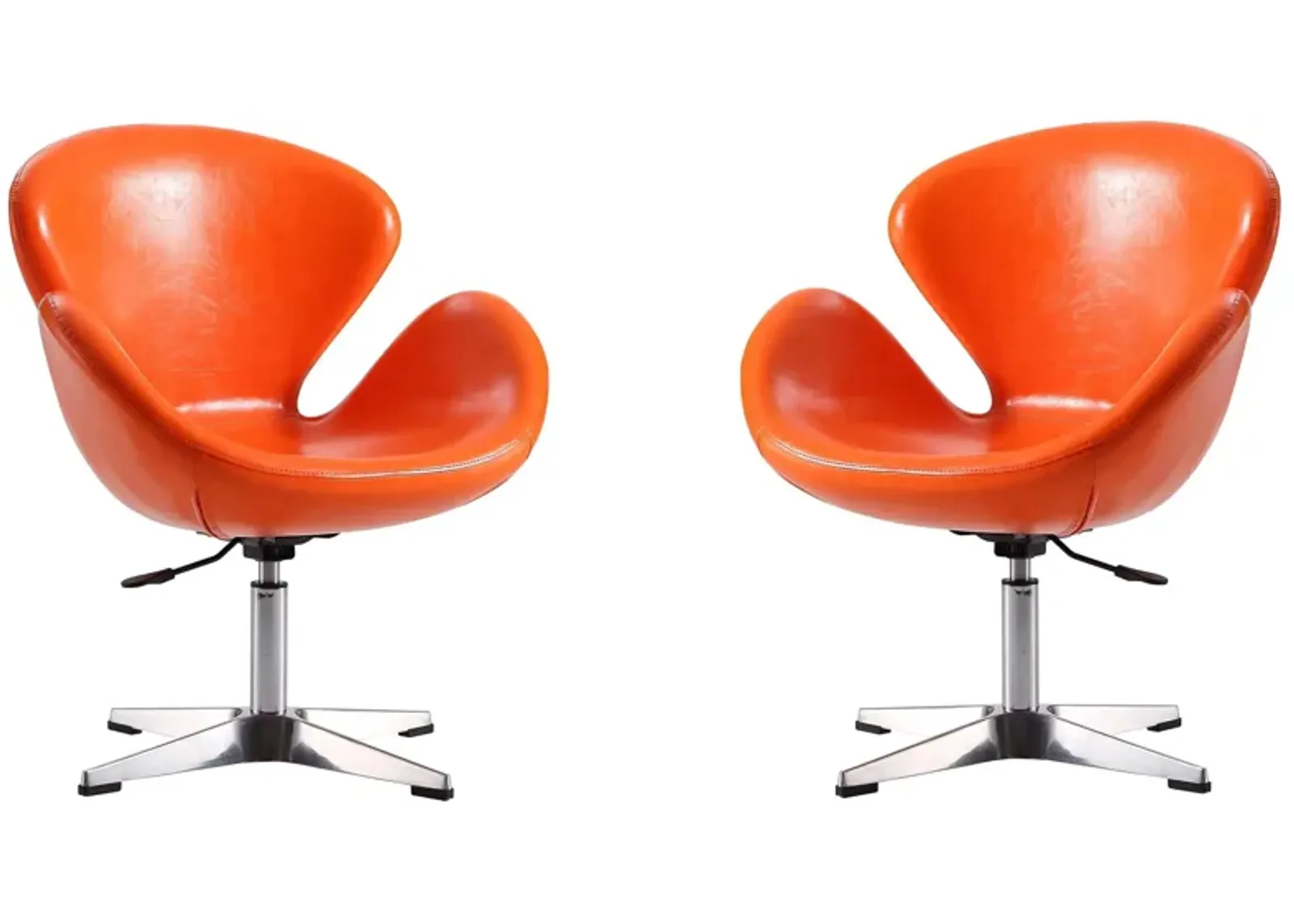 Raspberry Adjustable Swivel Chair (Set of 2) in Tangerine and Polished Chrome by Manhattan Comfort