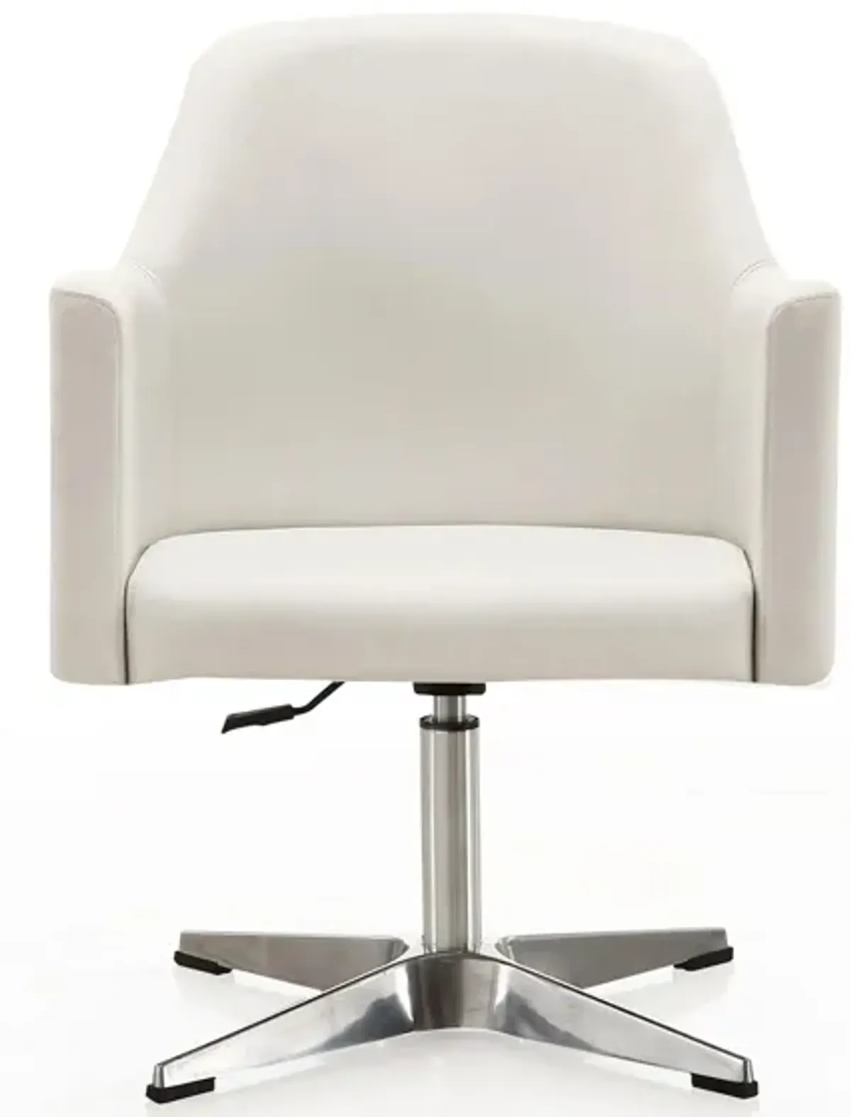 Pelo Adjustable Height Swivel Accent Chair in White and Polished Chrome by Manhattan Comfort