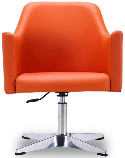 Pelo Adjustable Height Swivel Accent Chair in Orange and Polished Chrome by Manhattan Comfort