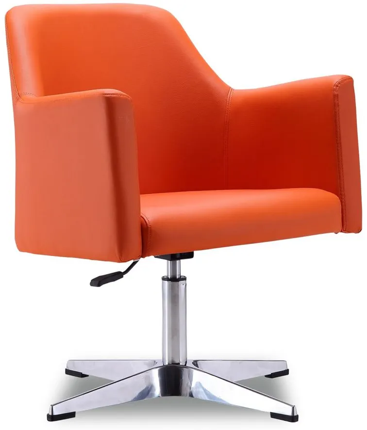 Pelo Adjustable Height Swivel Accent Chair in Orange and Polished Chrome by Manhattan Comfort