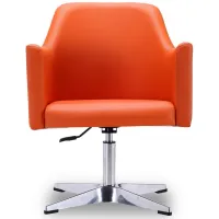 Pelo Adjustable Height Swivel Accent Chair in Orange and Polished Chrome by Manhattan Comfort