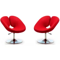 Perch Adjustable Chair (Set of 2) in Red and Polished Chrome by Manhattan Comfort
