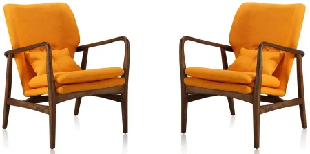 Bradley Accent Chair (Set of 2) in Yellow and Walnut by Manhattan Comfort