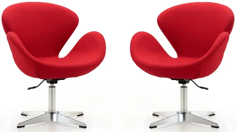 Raspberry Adjustable Swivel Chair (Set of 2) in Red and Polished Chrome by Manhattan Comfort