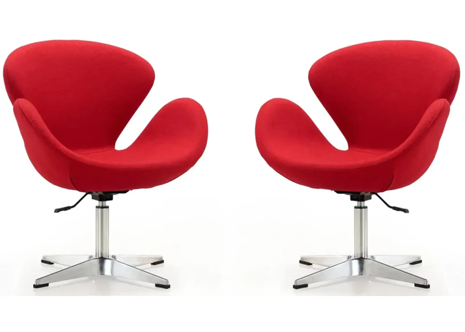 Raspberry Adjustable Swivel Chair (Set of 2) in Red and Polished Chrome by Manhattan Comfort