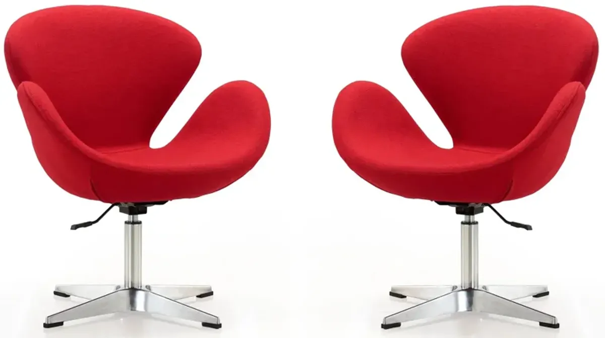 Raspberry Adjustable Swivel Chair (Set of 2) in Red and Polished Chrome by Manhattan Comfort