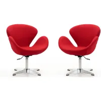 Raspberry Adjustable Swivel Chair (Set of 2) in Red and Polished Chrome by Manhattan Comfort