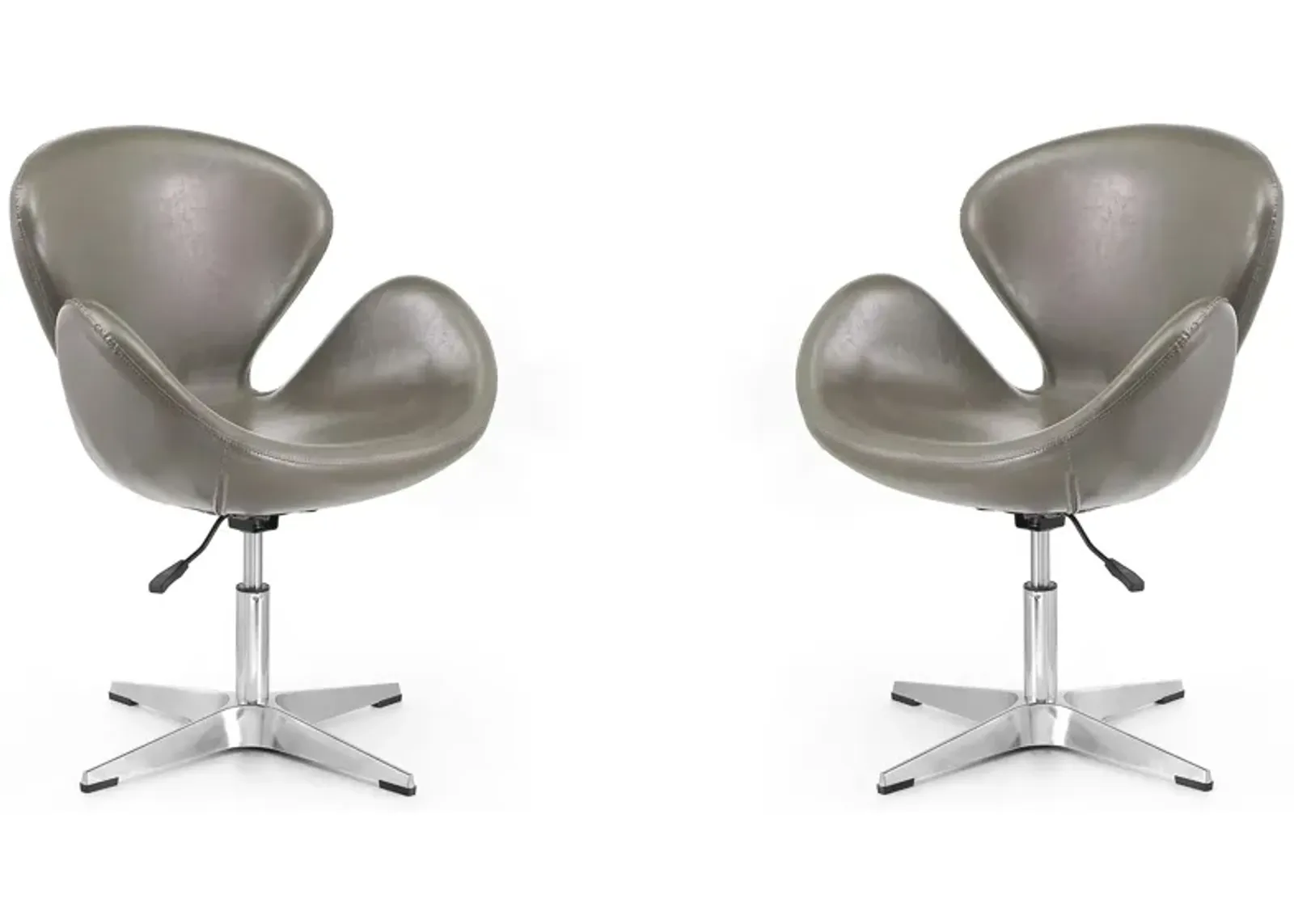 Raspberry Adjustable Swivel Chair (Set of 2) in Pebble and Polished Chrome by Manhattan Comfort