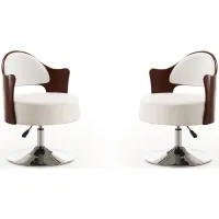Bopper Adjustable Height Swivel Accent Chair (Set of 2) in White and Polished Chrome by Manhattan Comfort