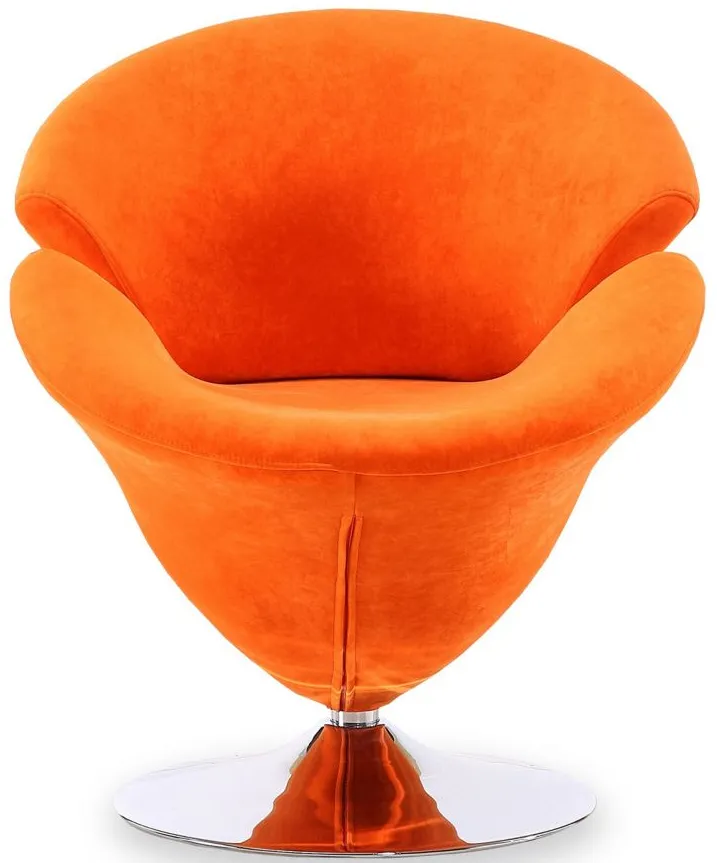 Tulip Swivel Accent Chair in Orange and Polished Chrome by Manhattan Comfort