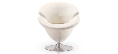 Tulip Swivel Accent Chair in White and Polished Chrome by Manhattan Comfort