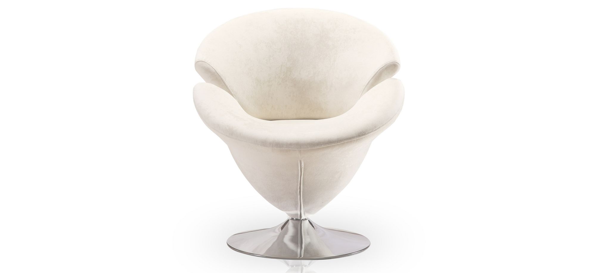 Tulip Swivel Accent Chair in White and Polished Chrome by Manhattan Comfort