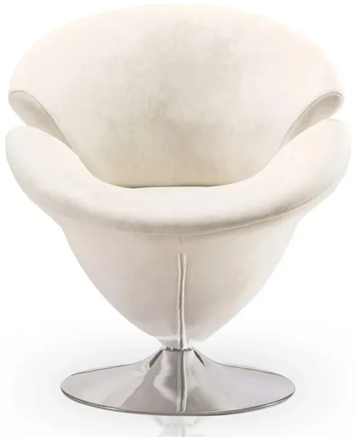 Tulip Swivel Accent Chair in White and Polished Chrome by Manhattan Comfort