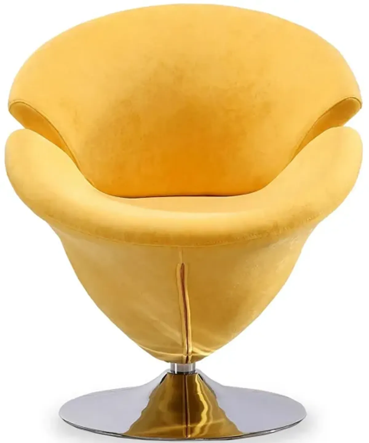 Tulip Swivel Accent Chair in Yellow and Polished Chrome by Manhattan Comfort