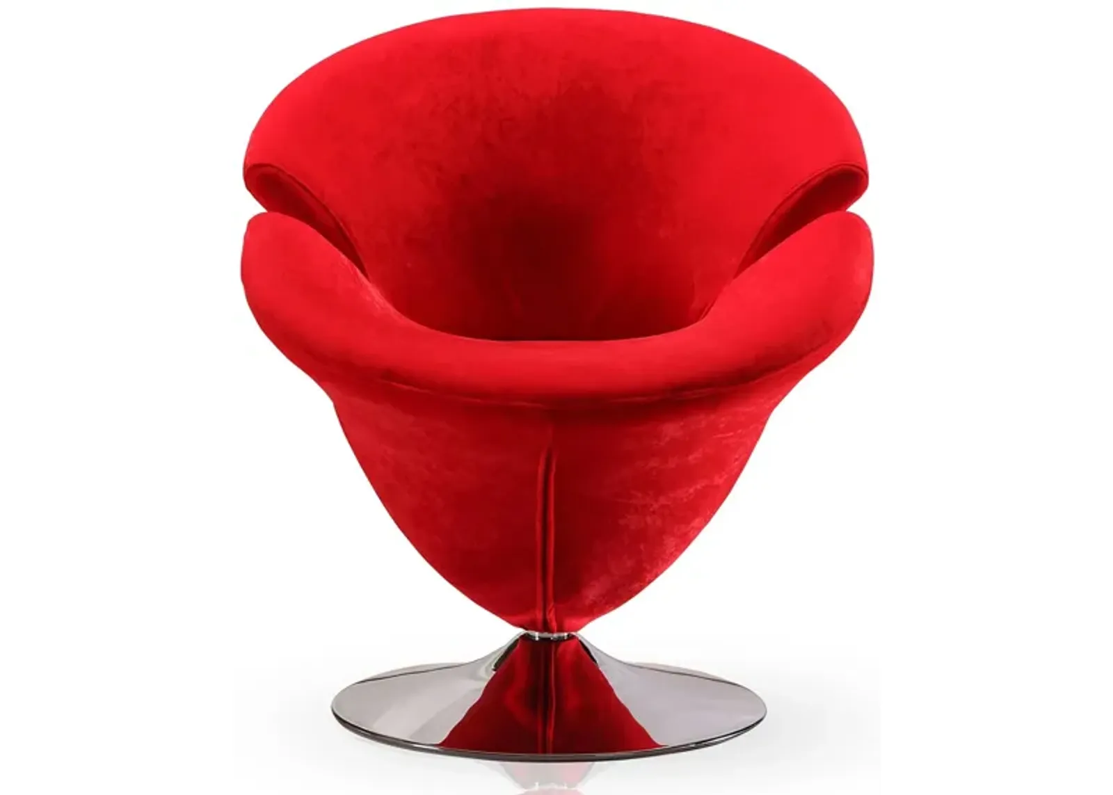 Tulip Swivel Accent Chair in Red and Polished Chrome by Manhattan Comfort