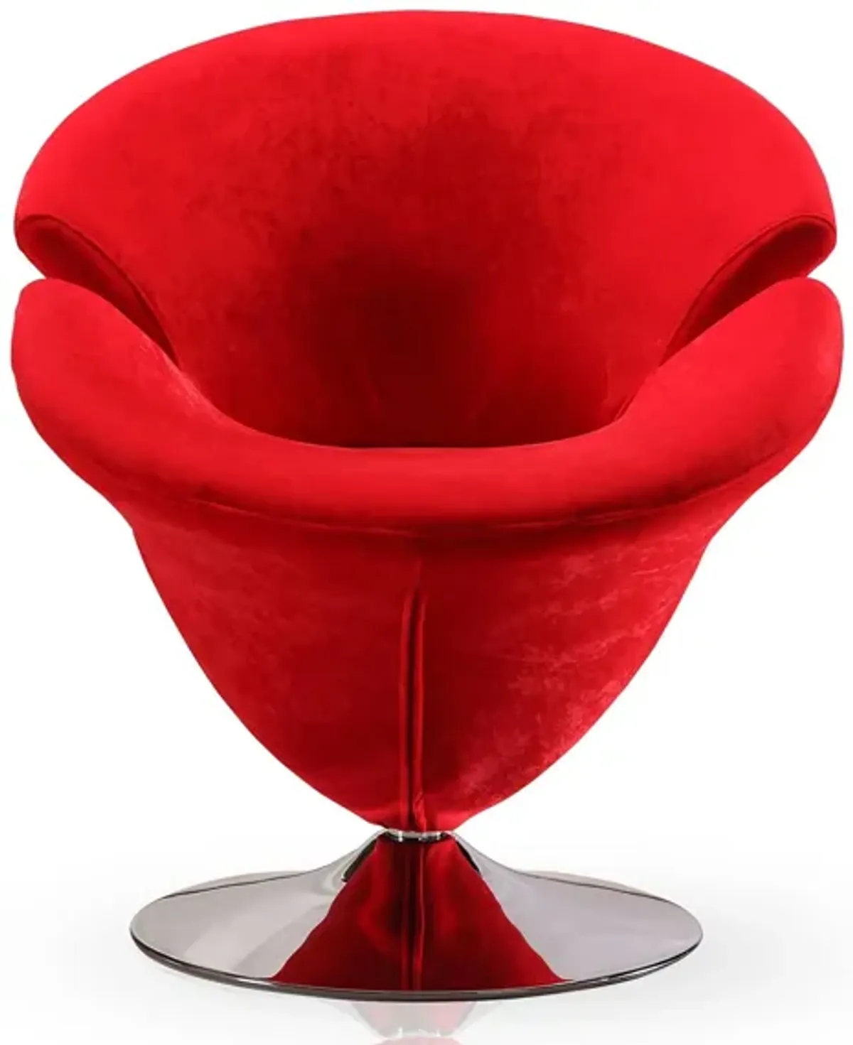 Tulip Swivel Accent Chair in Red and Polished Chrome by Manhattan Comfort