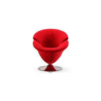 Tulip Swivel Accent Chair in Red and Polished Chrome by Manhattan Comfort