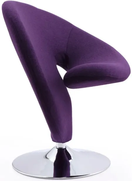 Curl Swivel Accent Chair (Set of 2) in Purple and Polished Chrome by Manhattan Comfort