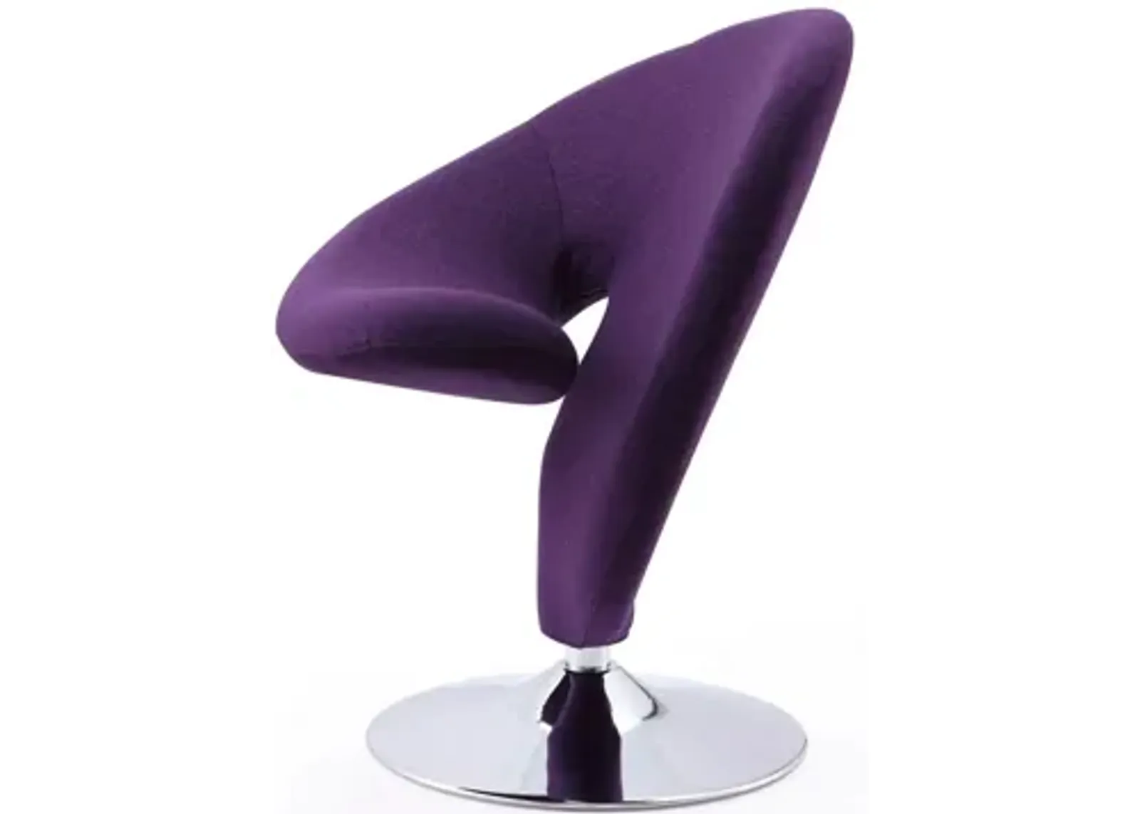 Curl Swivel Accent Chair (Set of 2) in Purple and Polished Chrome by Manhattan Comfort