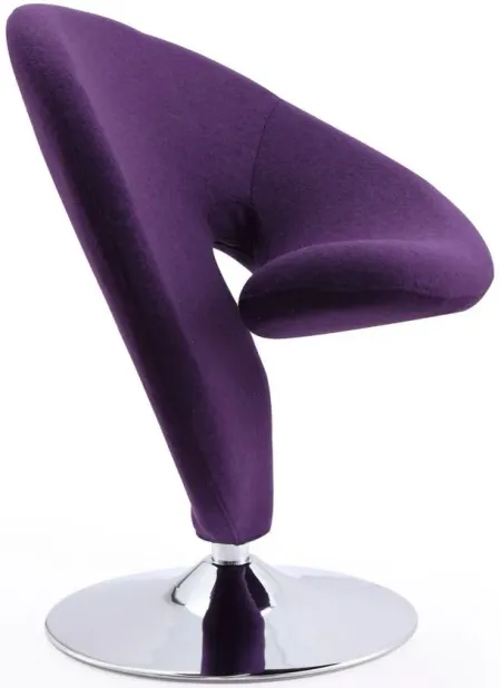 Curl Swivel Accent Chair (Set of 2) in Purple and Polished Chrome by Manhattan Comfort