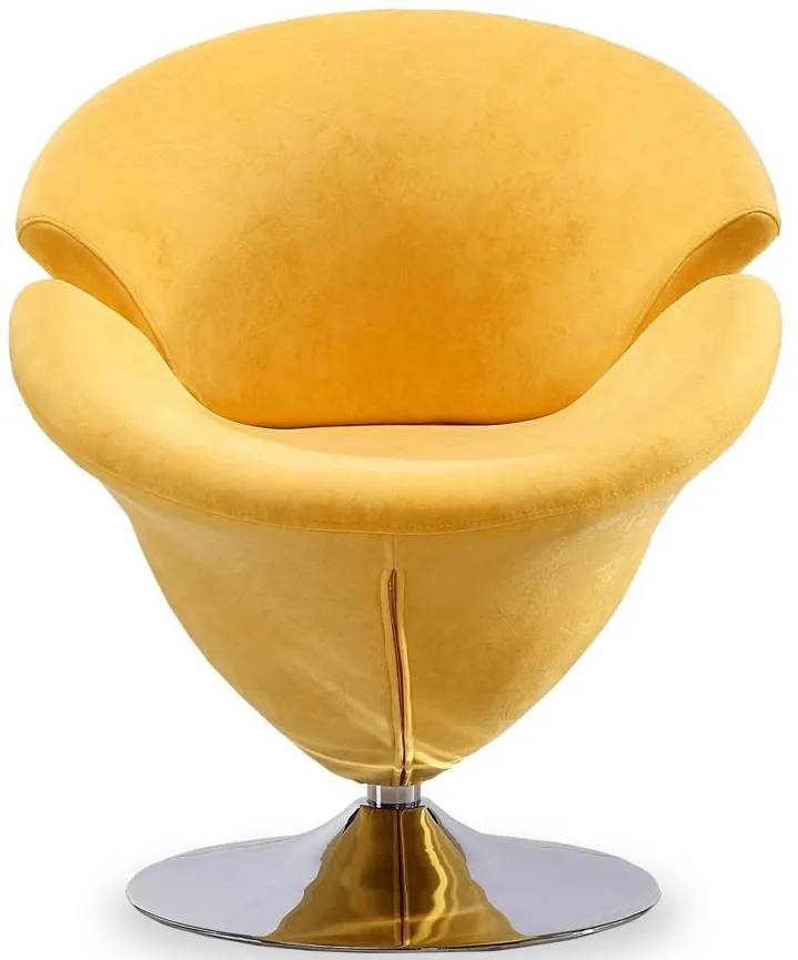 Tulip Swivel Accent Chair (Set of 2) in Yellow and Polished Chrome by Manhattan Comfort