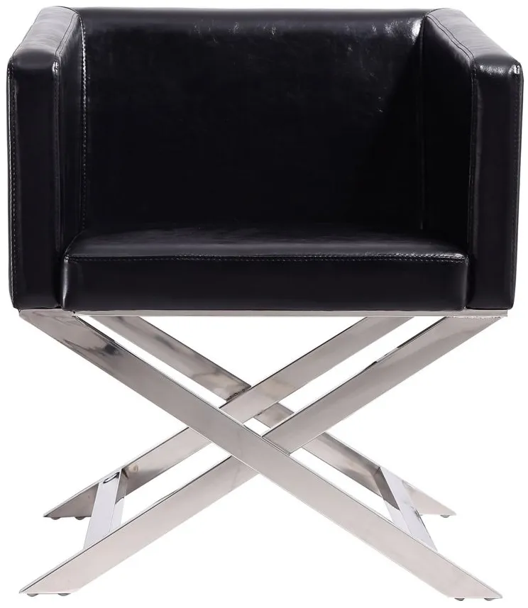 Hollywood Lounge Accent Chair in Black and Polished Chrome by Manhattan Comfort