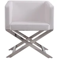 Hollywood Lounge Accent Chair in White and Polished Chrome by Manhattan Comfort