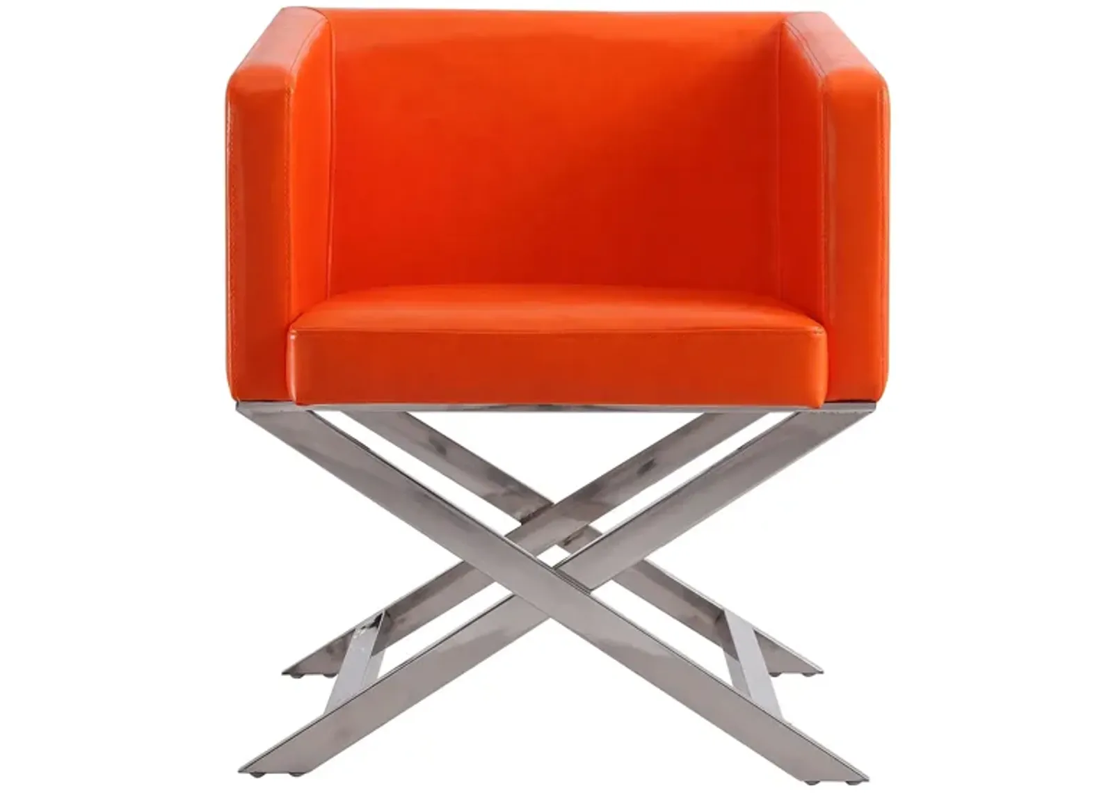 Hollywood Lounge Accent Chair in Orange and Polished Chrome by Manhattan Comfort