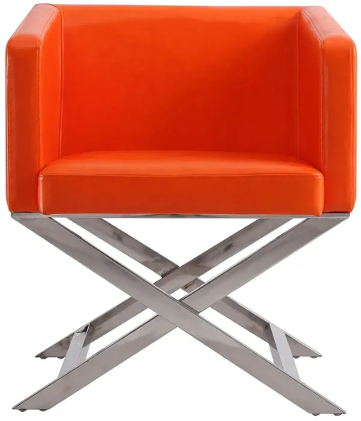 Hollywood Lounge Accent Chair in Orange and Polished Chrome by Manhattan Comfort