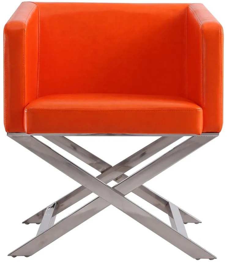 Hollywood Lounge Accent Chair in Orange and Polished Chrome by Manhattan Comfort