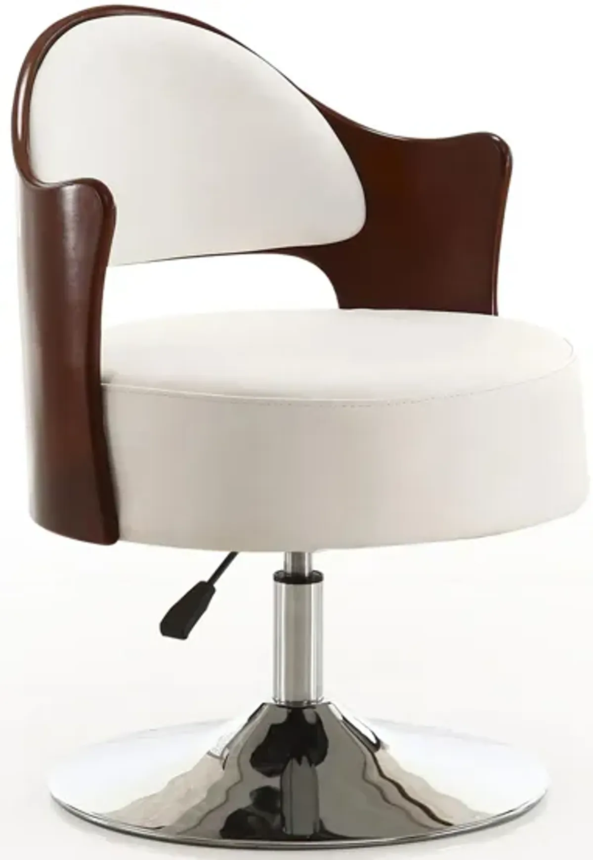 Bopper Adjustable Height Swivel Accent Chair in White and Polished Chrome by Manhattan Comfort