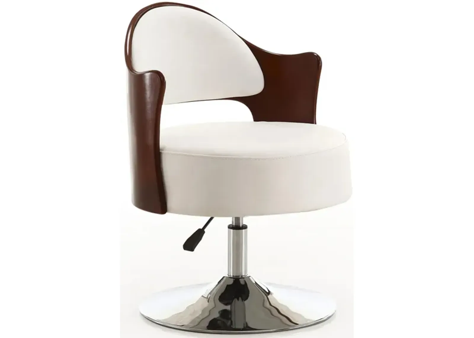 Bopper Adjustable Height Swivel Accent Chair in White and Polished Chrome by Manhattan Comfort