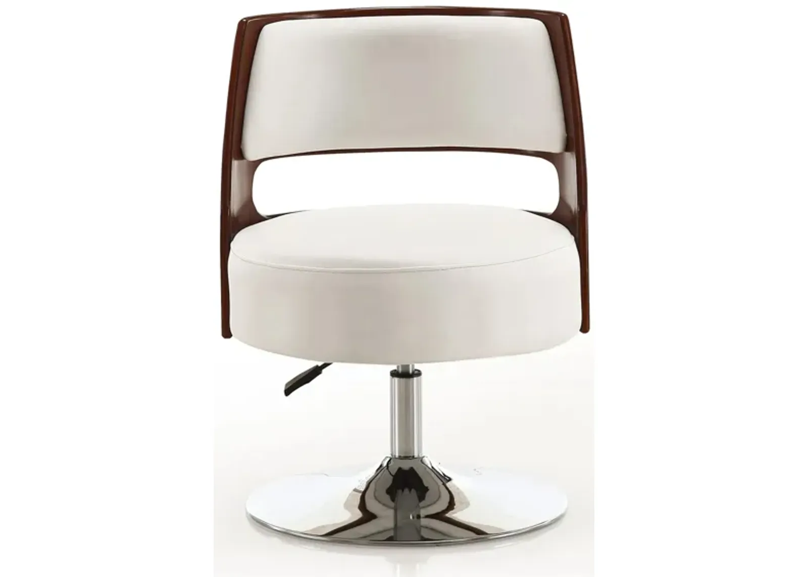 Salon Adjustable Height Swivel Accent Chair in White and Polished Chrome by Manhattan Comfort