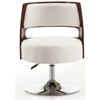 Salon Adjustable Height Swivel Accent Chair in White and Polished Chrome by Manhattan Comfort