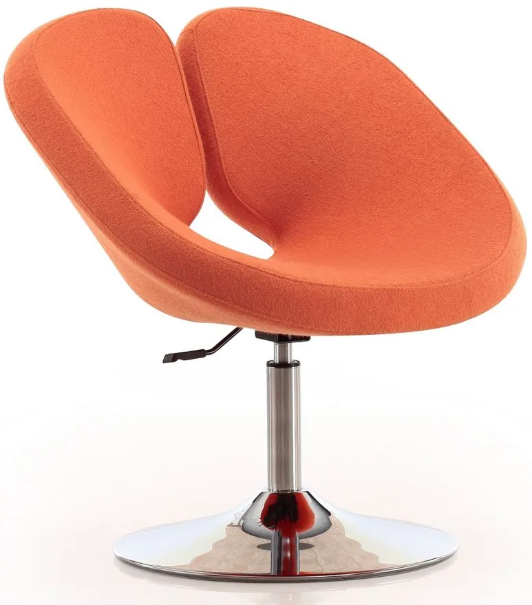 Perch Adjustable Chair in Orange and Polished Chrome by Manhattan Comfort