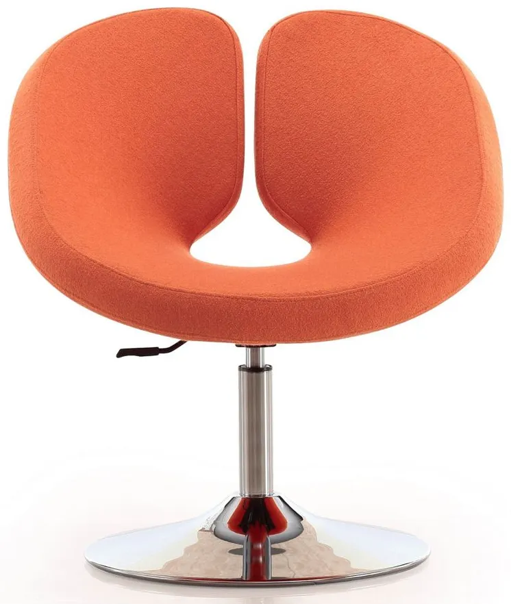 Perch Adjustable Chair in Orange and Polished Chrome by Manhattan Comfort