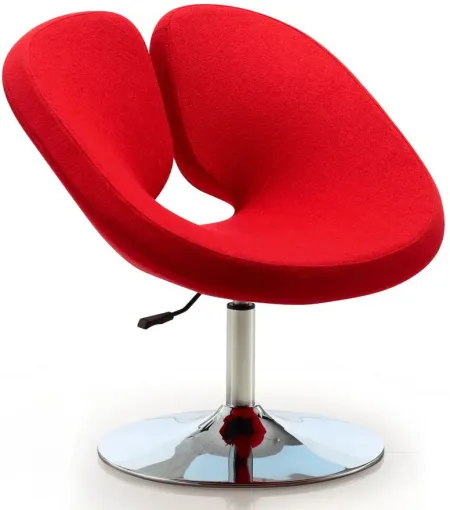 Perch Adjustable Chair in Red and Polished Chrome by Manhattan Comfort