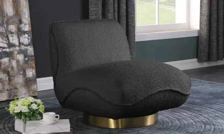 Geneva Boucle Fabric Swivel Accent Chair in Black by Meridian Furniture