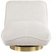Geneva Boucle Fabric Swivel Accent Chair in Cream by Meridian Furniture